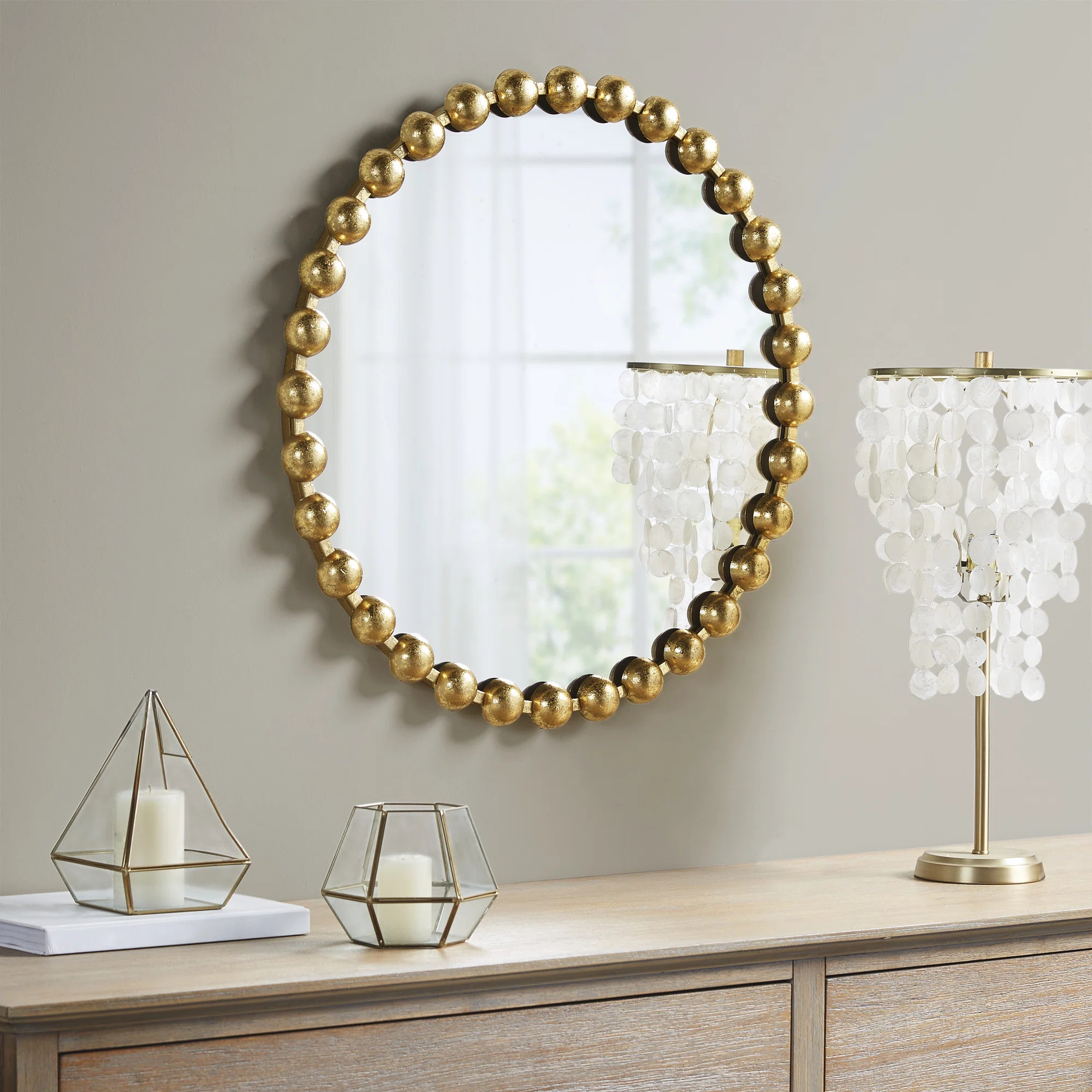 Madison Park Signature Marlowe Beaded Round Metal Wall Mirror & Reviews | Wayfair | Wayfair North America