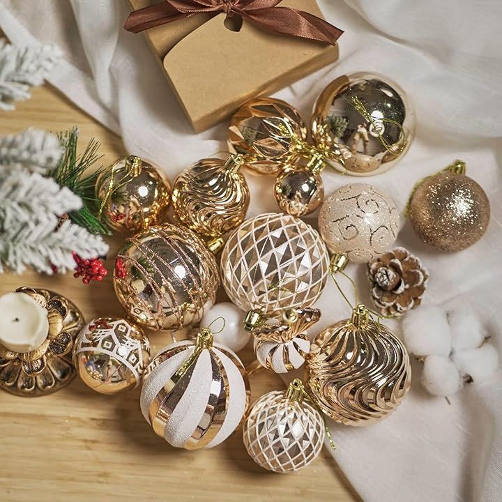 Christmas Ornaments Ball Set-Shatterproof Clear Plastic Decorative Baubles for Xmas Tree House Holid | Amazon (US)