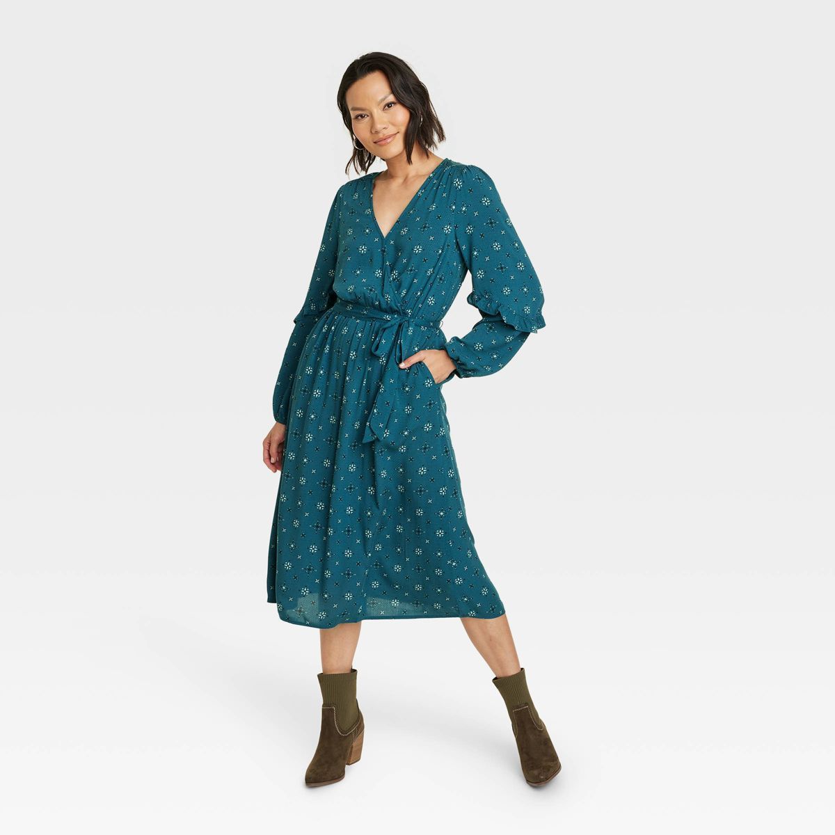 Women's Flutter Long Sleeve Wrap Dress - Knox Rose™ | Target