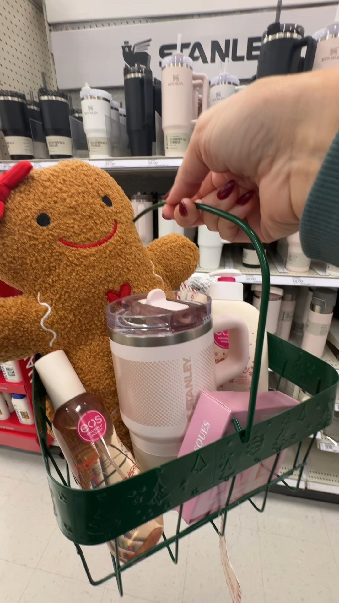 Cozy gift basket for the teen or tween in your life! Featuring eos lotion and body spray and a small Stanley tumbler! Target dollar spot gingerbread stuffy! Target finds, target holiday, gift guide, teen girl gift idea 

#LTKGiftGuide #LTKHoliday #LTKSeasonal