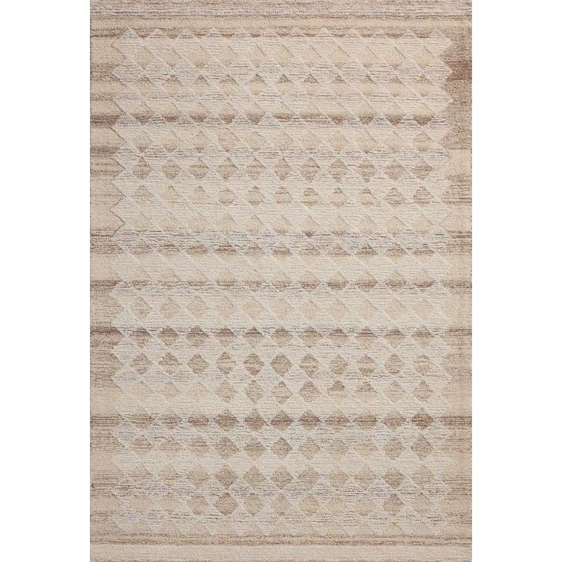 Rectangle Rae Geometric Hand Tufted 3'6" x 5'6" Wool Area Rug in Ivory/Natural | Wayfair North America