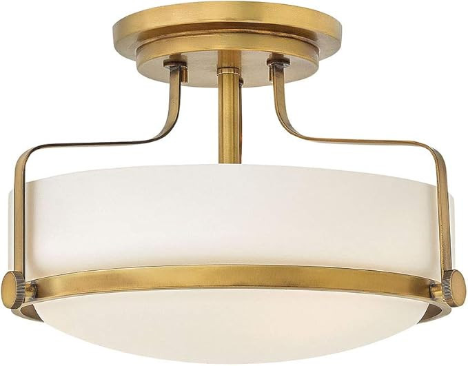 Hinkley Harper Retro 14.5" 3-Light Semi Flush Mount Ceiling Light Fixture | Heritage Brass | Amazon (US)