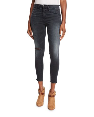 10 Inch Capri Jeans w/Slit, Steele Gray | Neiman Marcus