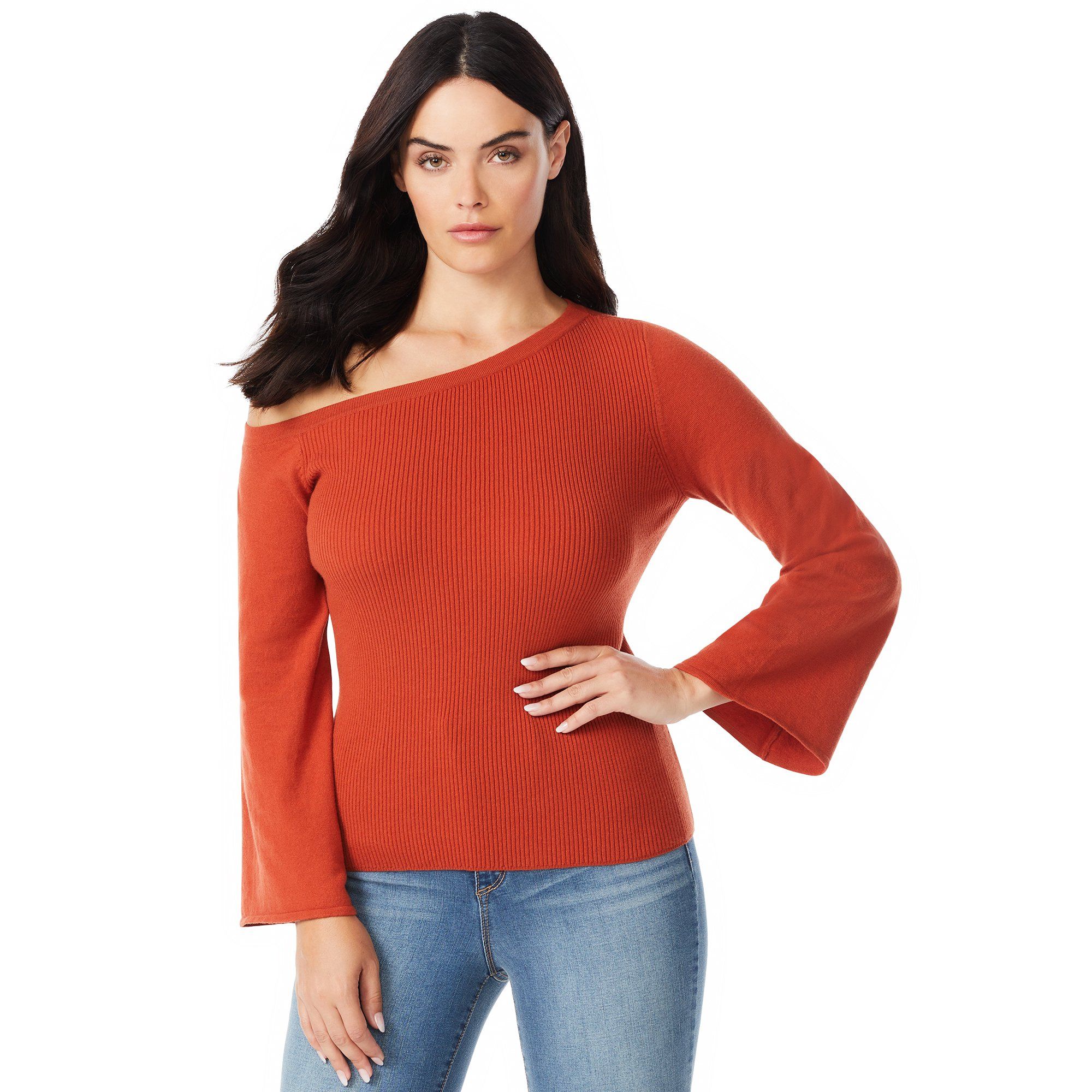 Sofia Jeans by Sofia Vergara - Sofia Jeans by Sofia Vergara Women's One-Shoulder Pullover Sweater... | Walmart (US)