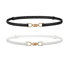 JASGOOD 2 Pack Women Skinny Leather Belt Adjustable Thin Waist Belt Fashion Buckle Belt for Dress | Amazon (UK)