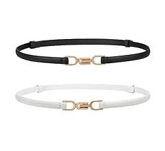 JASGOOD 2 Pack Women Skinny Leather Belt Adjustable Thin Waist Belt Fashion Buckle Belt for Dress | Amazon (UK)