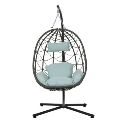 Egg Chair with Stand Indoor Outdoor Swing Chair Patio Wicker Hanging Egg Chair Hanging Basket Chair with Stand | Target
