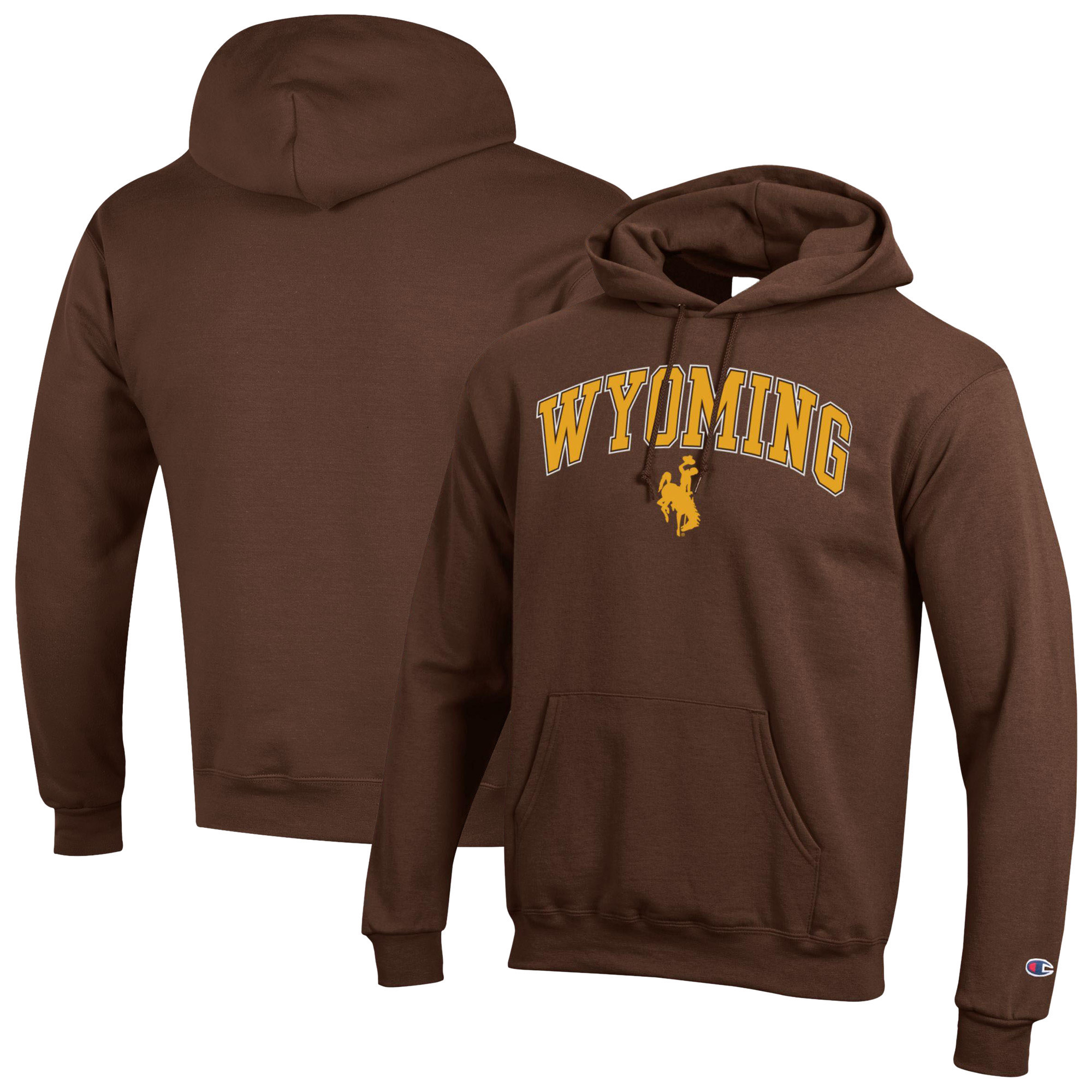 Men's Champion Brown Wyoming Cowboys Arch Over Logo Pullover Hoodie | Fanatics