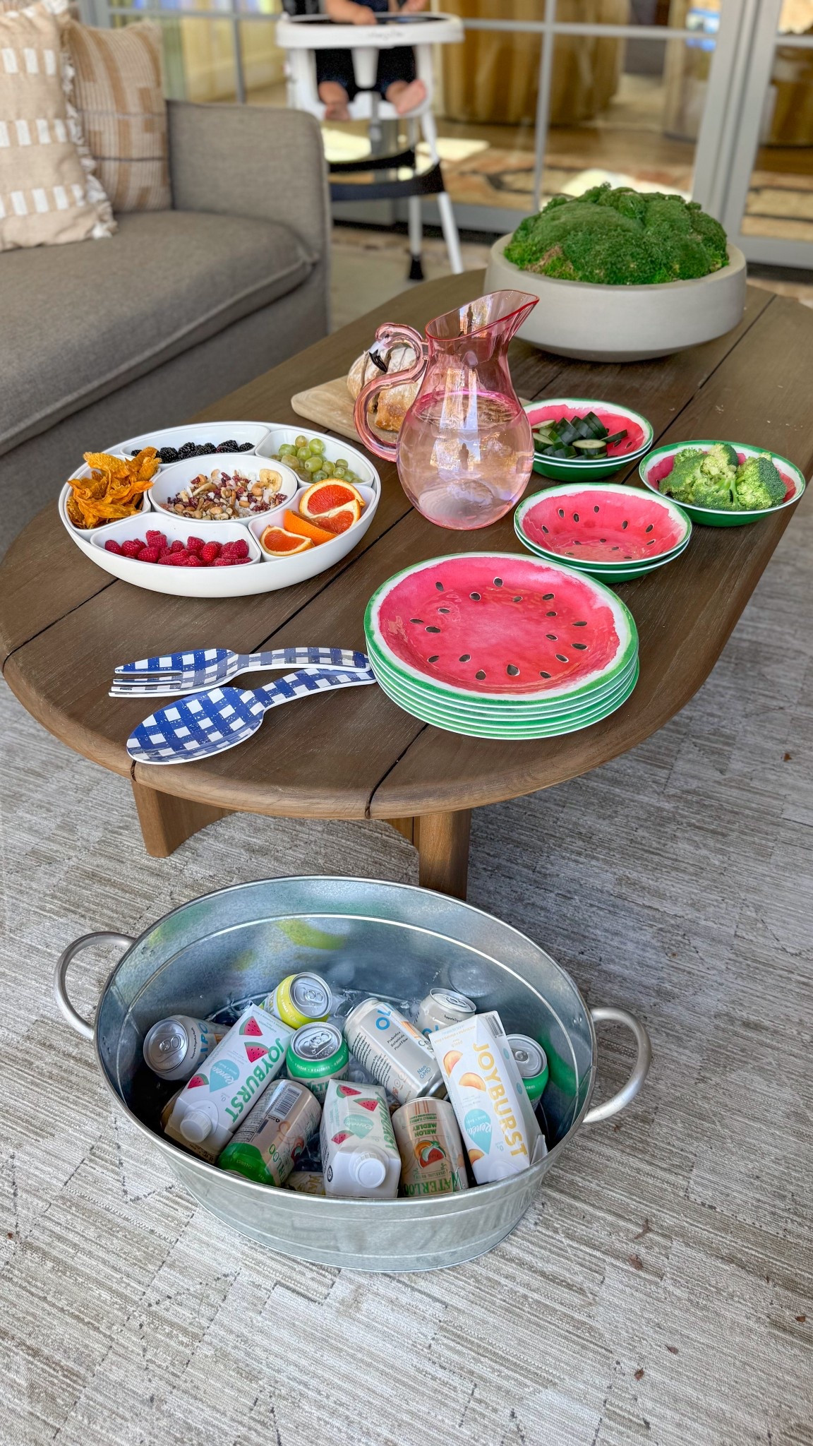 #Ad @wayfair #wishyouwerehere #outdoor #Wayfair #WayfairPartner
This is what outdoor life looks like with 5 boys lately ☀️

Less “perfect setup”… more grab-and-go hosting that actually works—and these Wayfair finds have made it so easy:

• long serving tray for quick setups
• gingham salad servers (such a fun detail)
• divided lazy susan tray for snacks
• flamingo pitcher (huge hit with the kids)
• watermelon plates + bowls for summer nights
• beverage tub for drinks outside
• and the water slide bounce house that basically lives in our yard

It’s simple, it’s fun, and it works for real life.
Everything is linked in my LTK ✨