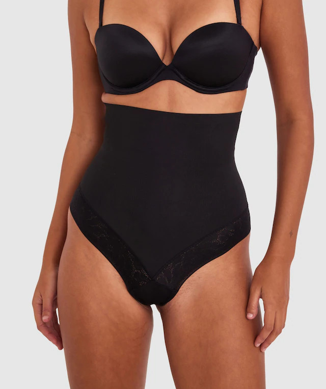 Luxe Solutions Control High Waisted V String - Black | BRAS N THINGS 