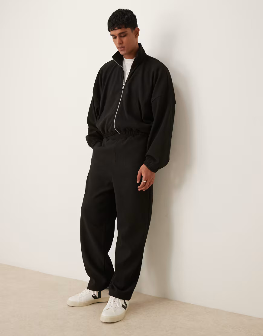 ASOS DESIGN co-ord super baggy ribbed joggers in black | ASOS (Global)