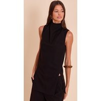 Black High Neck Tailored Sleeveless Top | PrettyLittleThing US