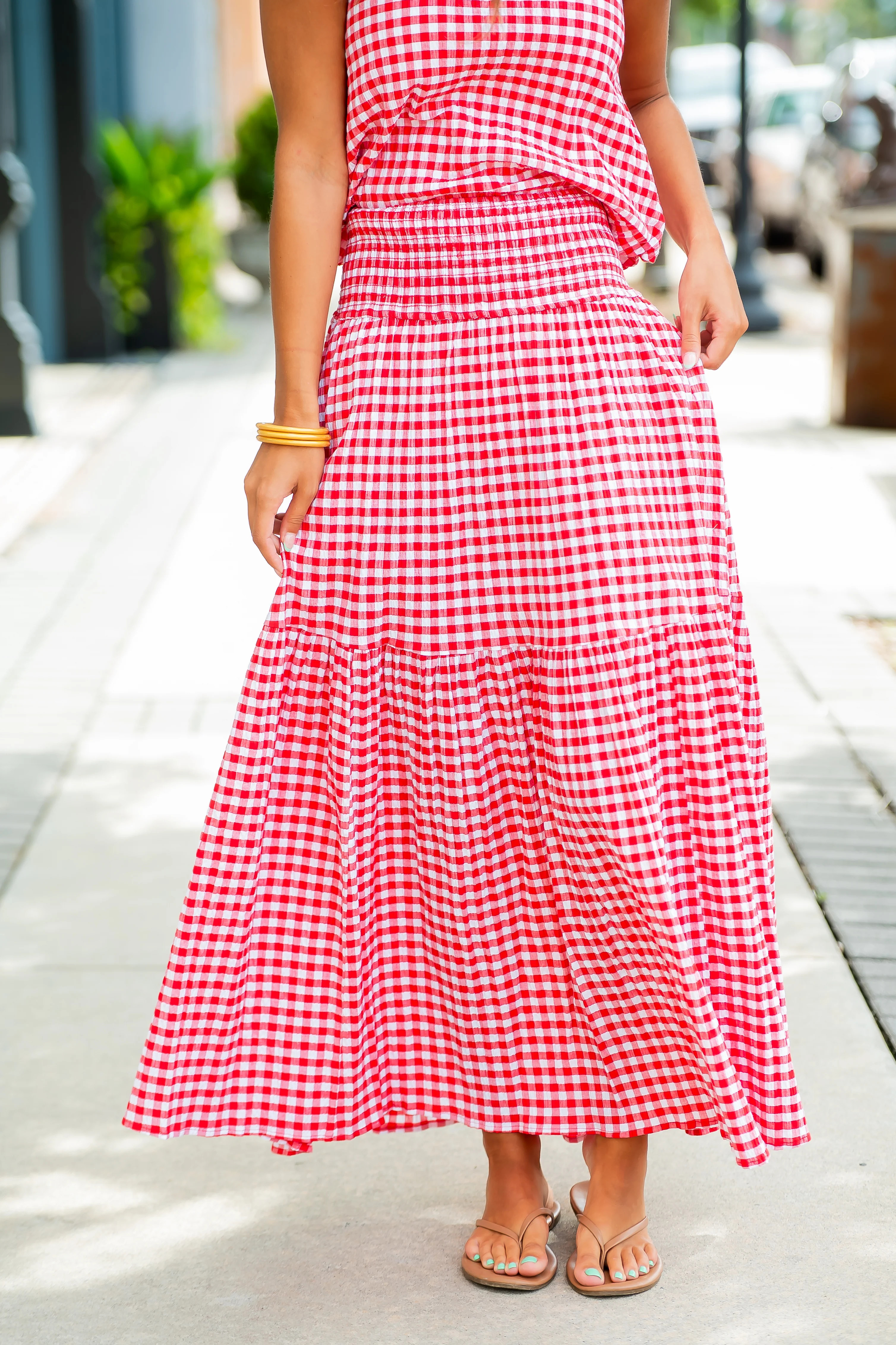 Annie Red Gingham Skirt | Caroline Hill