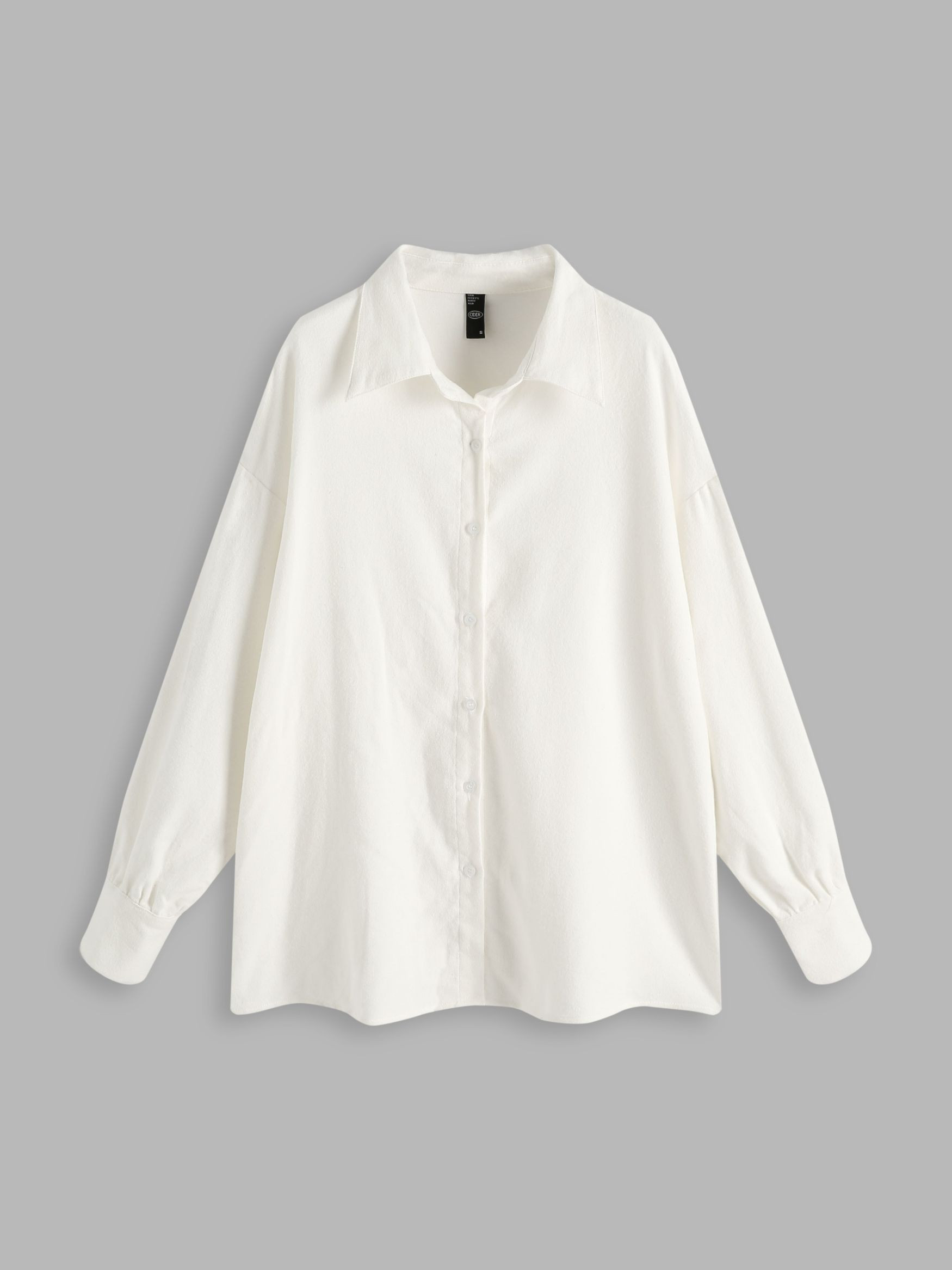 Barbiecore Office Siren Woven White Solid Oversized Shirt For School Daily Casual Date Exhibition... | Cider
