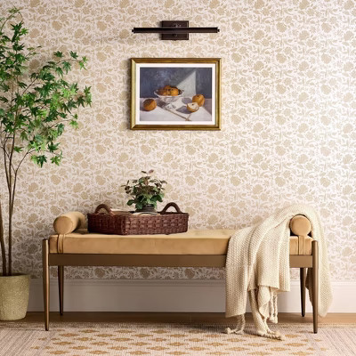 Bolster Tufted Bench Beige - Threshold™ designed with Studio McGee: Velvet Upholstery, Powder-C... | Target