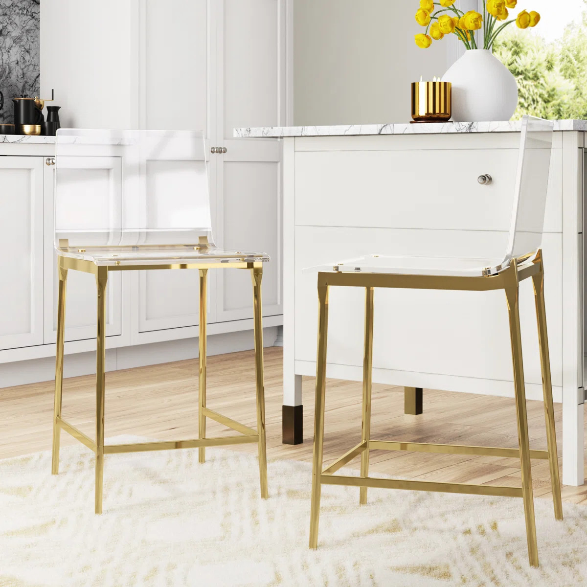 Basak Counter Stool with Metal Frame (Set of 2) | Wayfair North America