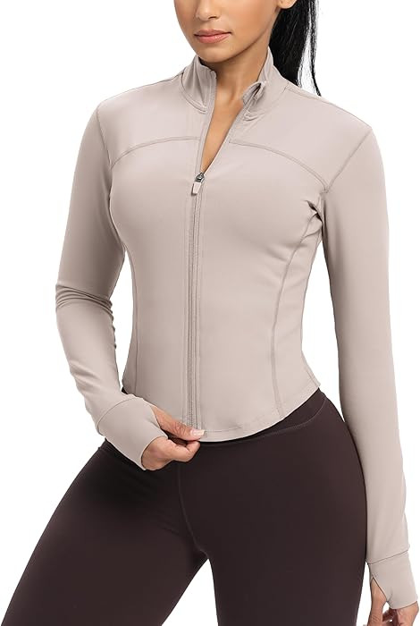 GYM RAINBOW Womens Zip Up Workout Jakcets Lightweight Slim Fit Running Athletic Jackets with Thum... | Amazon (US)