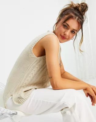 QED London cable knit tank in cream | ASOS | ASOS (Global)