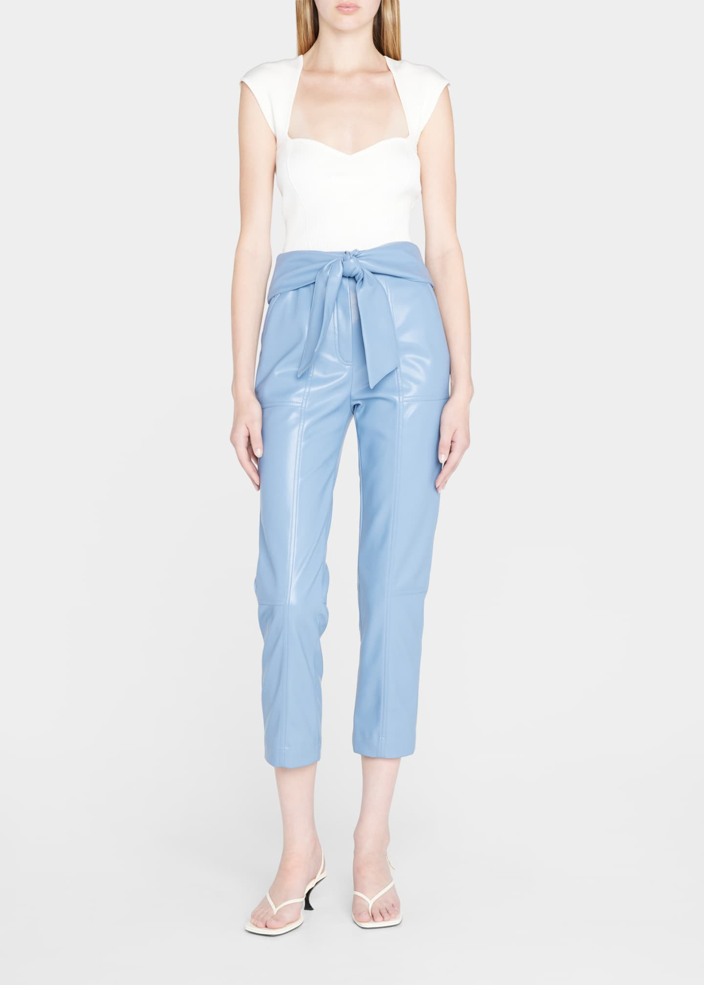 Jonathan Simkhai Tessa Cropped Vegan Leather Tie-Waist Pants - Bergdorf Goodman | Bergdorf Goodman