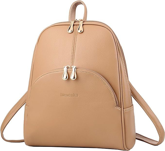 Amazon.com: Nevenka Backpack Purse for Women Casual Shoulder Bag PU Leather Zipper Closure Adjust... | Amazon (US)
