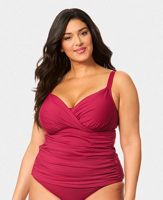 Plus Size Shirred Tankini Top | Macy's