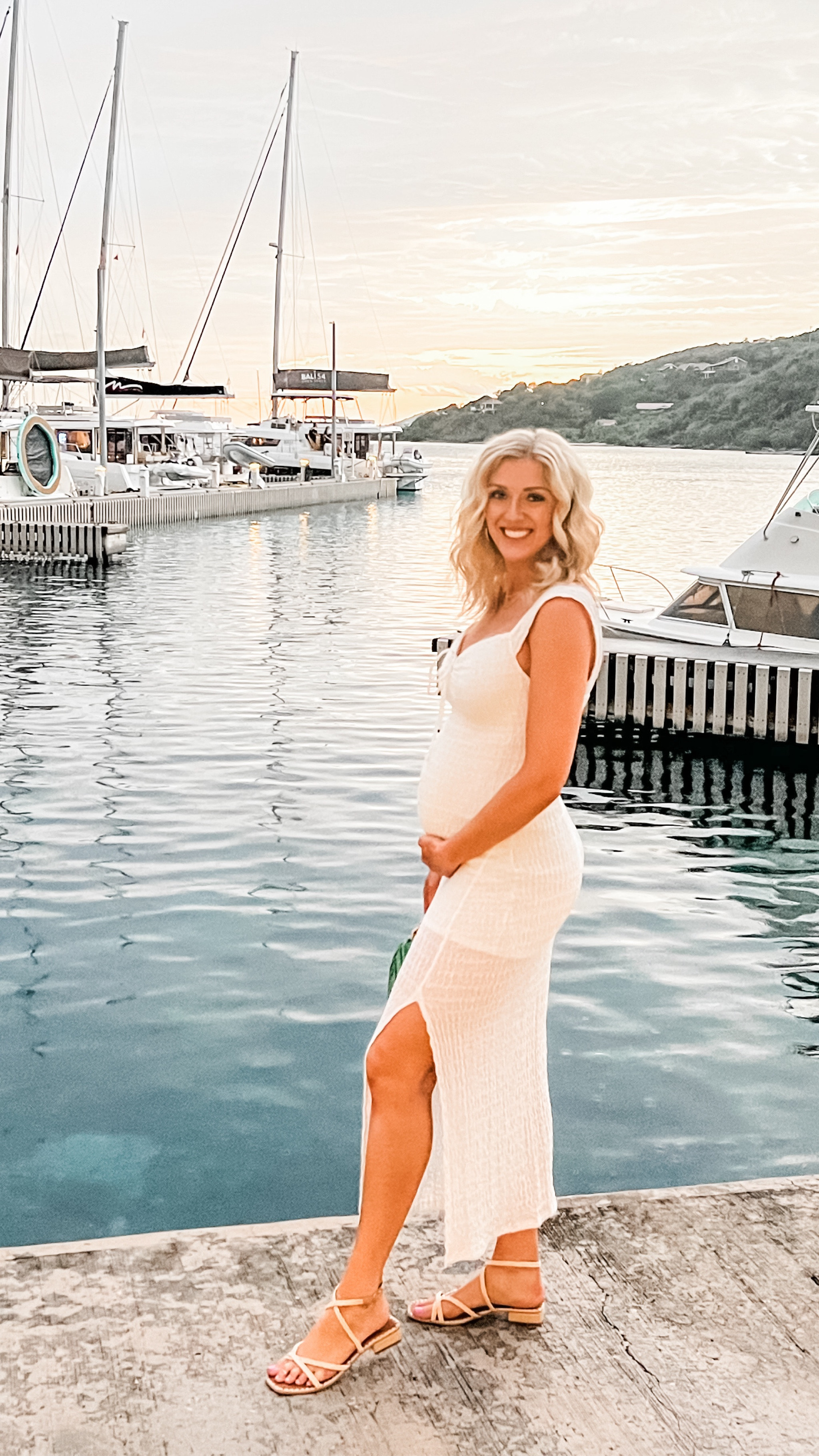 Free People Bodycon Midi 🏝️This non maternity, bump friendly, dress comes in 3 colors and is a perfect for a baby shower, vacation, or summer fit. Pair it with these DolceVita natural raffia sandals for a complete island look. Wearing my true to size 9.5 in sandals and a size small in the dress. I am 19.5 weeks pregnant here with my 3rd little babe for reference. 

#LTKbump #LTKfindsunder100 #LTKtravel