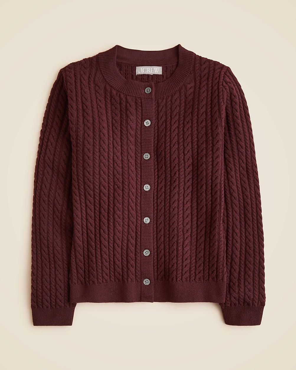 Cable-knit crewneck cardigan in merino wool | J. Crew US