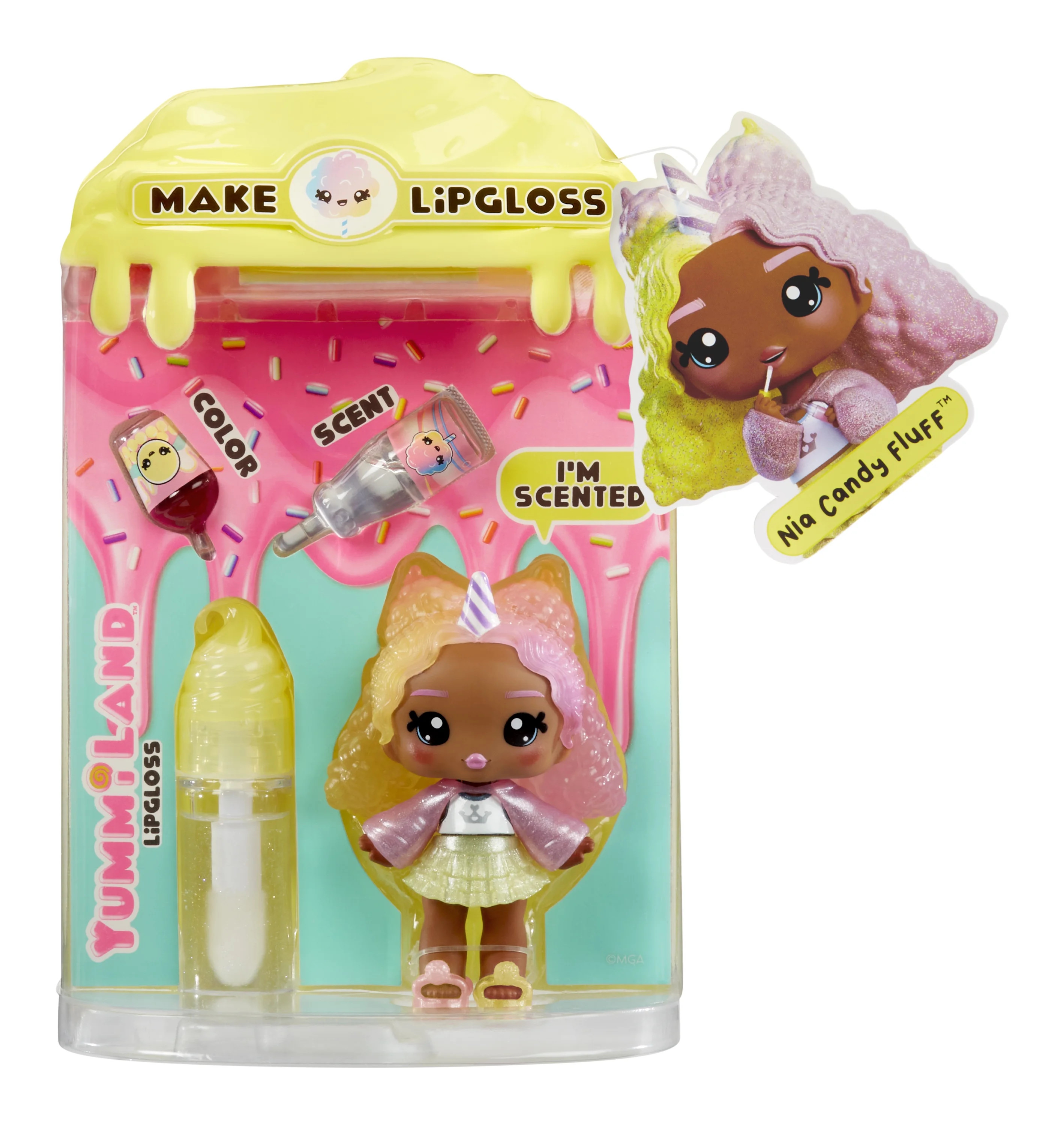 Yummiland Lip Gloss Doll – Nia Candy Fluff, with DIY Lip Goss Kit, Ages 4+ | Walmart (US)