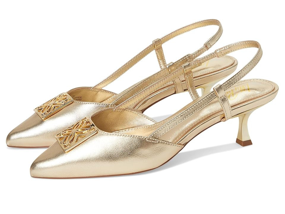Lilly Pulitzer Schuyler Kitten Heel Slingback Women's Sandals Gold Metalic : 9.5 M, Leather | Zappos