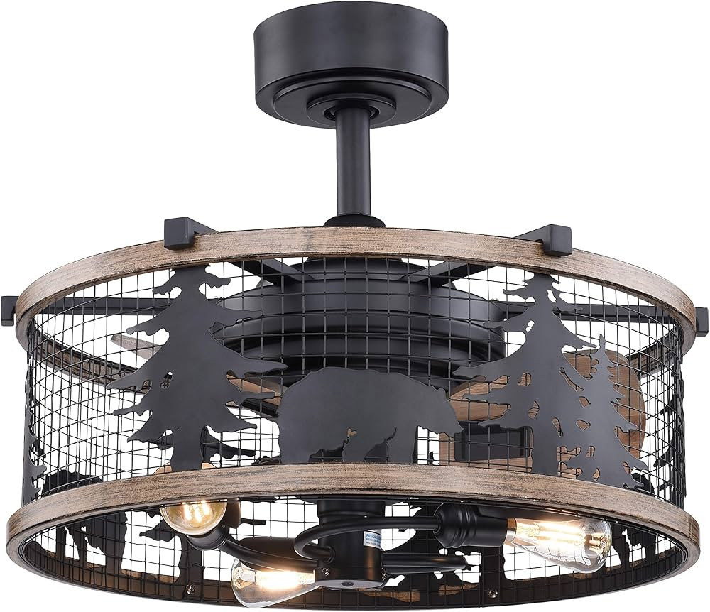 VAXCEL Kodiak Bear Rustic Indoor Ceiling Fan with LED Light Kit and Remote, 21’’W, Bronze and Teak, Bulbs Included | Amazon (US)