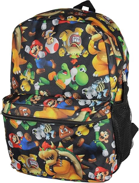 Super Mario Bros. Backpack All Over Character Print 16" Bag | Amazon (US)