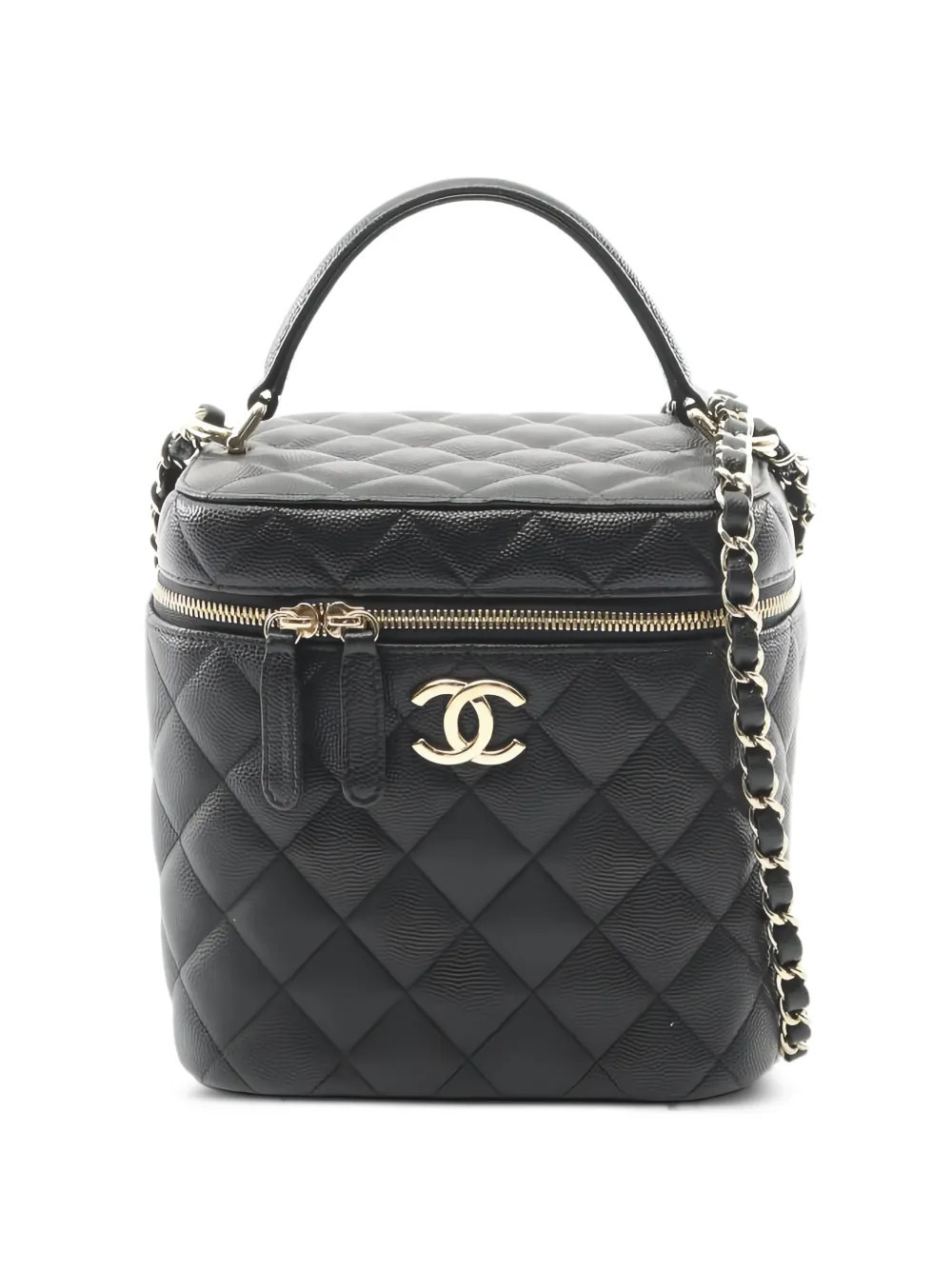CHANEL Pre-Owned quilted chain-strap bucket bag - Black | Farfetch Global