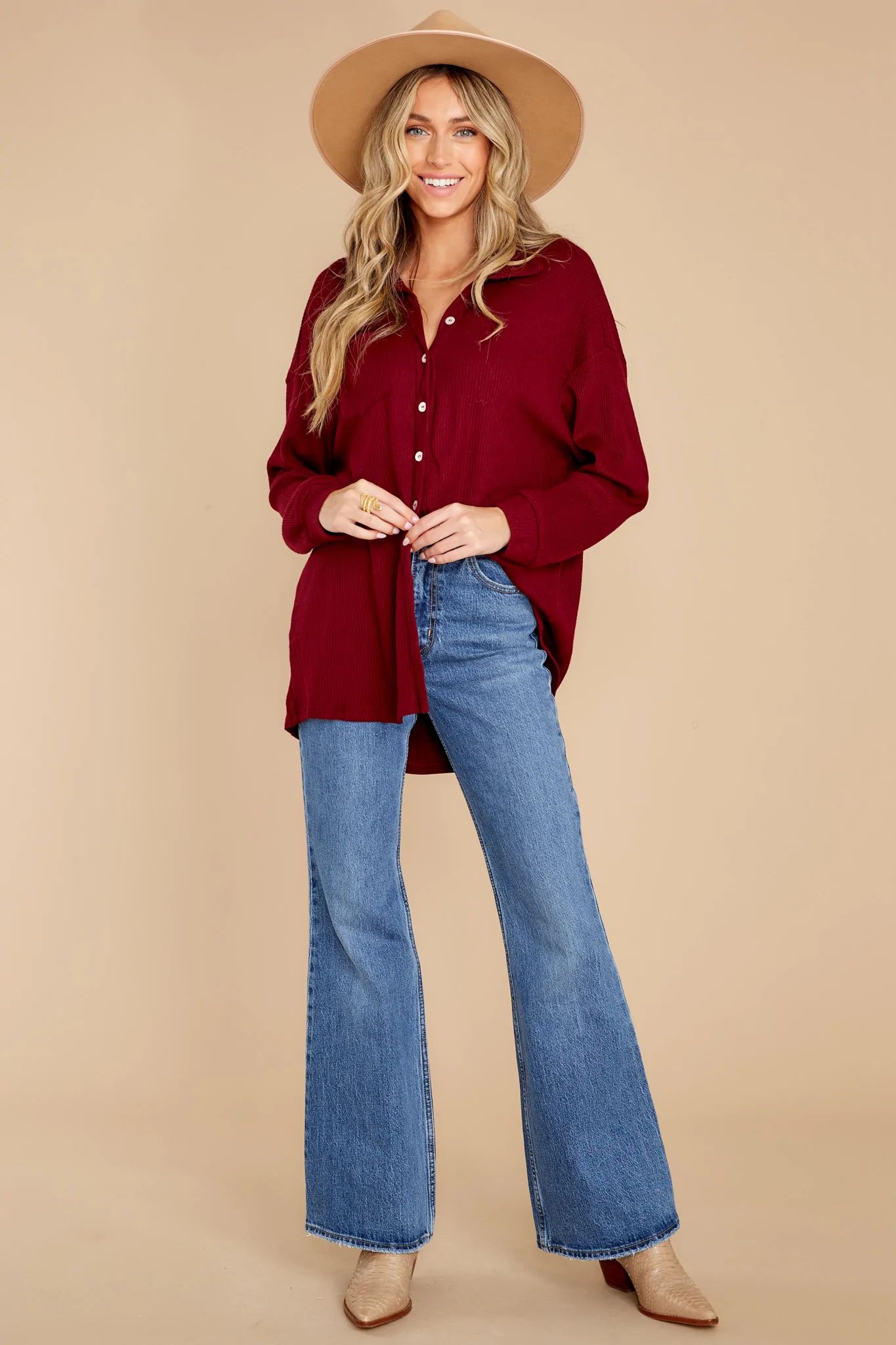 Set On You Burgundy Top | Red Dress 