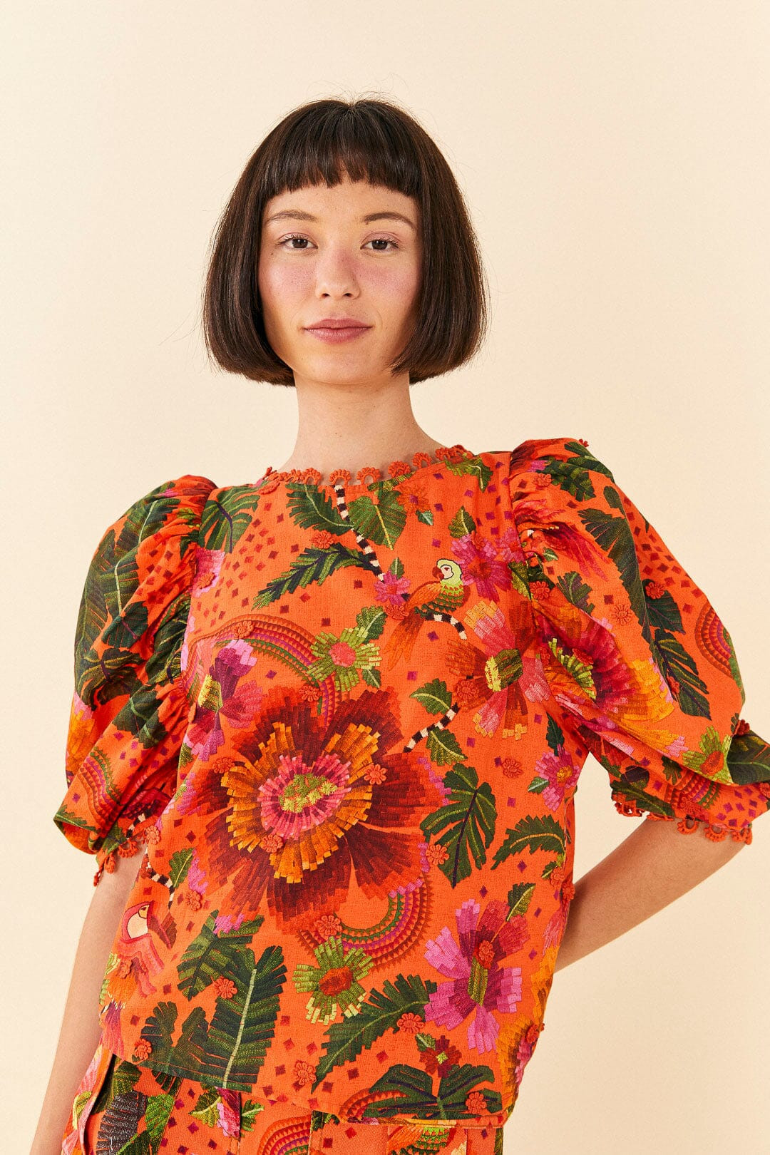 Orange Blooming Garden Blouse | FarmRio (US)