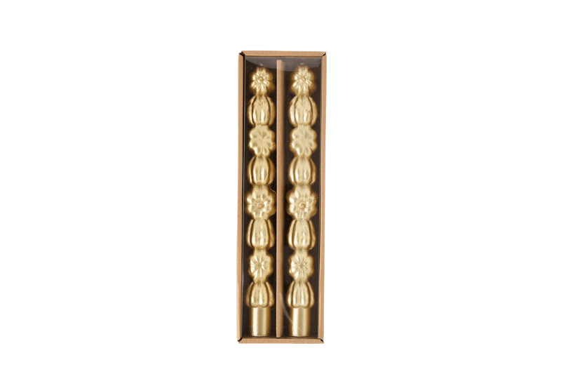 Gold Stacked Pumpkin Taper Candle Set | Mud Pie