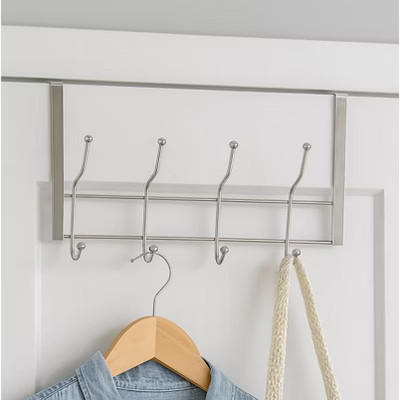 Home Mart Goods Silver Over The Door Hanger Hanging Rack 8 Hooks Organizer | Target
