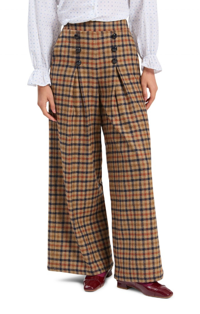 Ladies Vilagallo Wool Blend Wide Leg Button Trousers | The House of Bruar