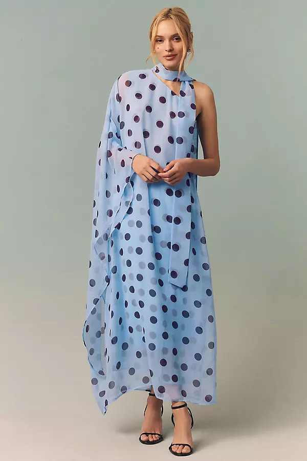 Endless Rose Polka Dot One-Shoulder Maxi Dress | Anthropologie (US)
