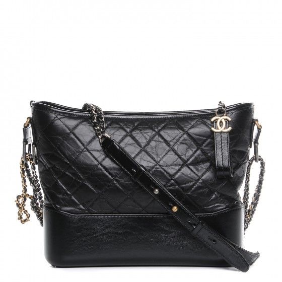 Chanel Gabrielle Hobo Bag Quilted Aged Calfskin Gold/Silver-tone Medium Black | StockX 