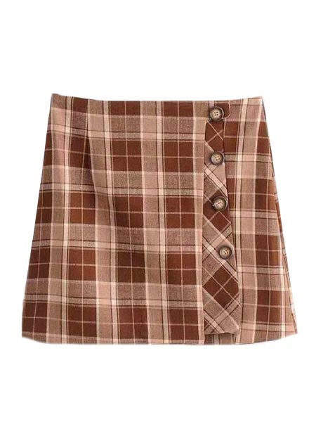 'Jamey' Plaid Side Buttoned Mini Skirt (2 Colors) | Goodnight Macaroon