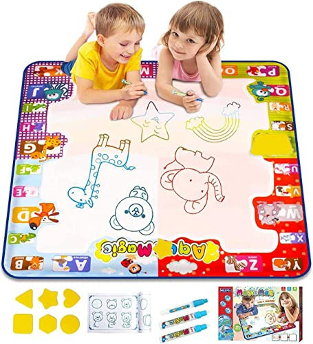 KIZZYEA Toys for 2 3 4 5 Years Old Boys Girls, Water Doodle Mat for Kids, Large Coloring Mat with Neon Colors, Christmas Birthday Gifts for Toddlers, Age 2-4, 3-5 Boys Girls | Amazon (US)