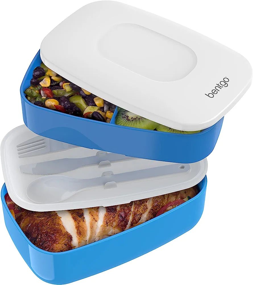 Bentgo Classic (Blue) - All-in-One Stackable Lunch Box Solution - Sleek and Modern Bento Box Desi... | Amazon (US)