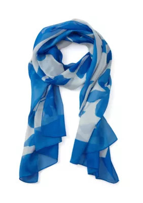BCBGeneration Women's Collage Floral Printed Wrap Scarf, Blue | Belk