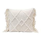 Creative Co-Op Cotton Blend Tufted Pattern & Tassels, Cream Color Pillow | Amazon (US)