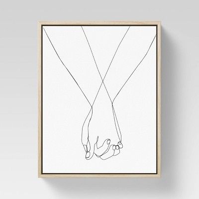 8&#34; x 10&#34; Holding Hands Framed Canvas Black/White - Opalhouse&#8482; | Target