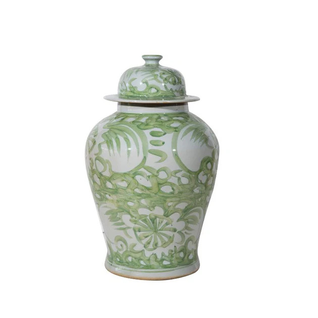 Sea Green Palm Flower Temple Jar | Cailini Coastal