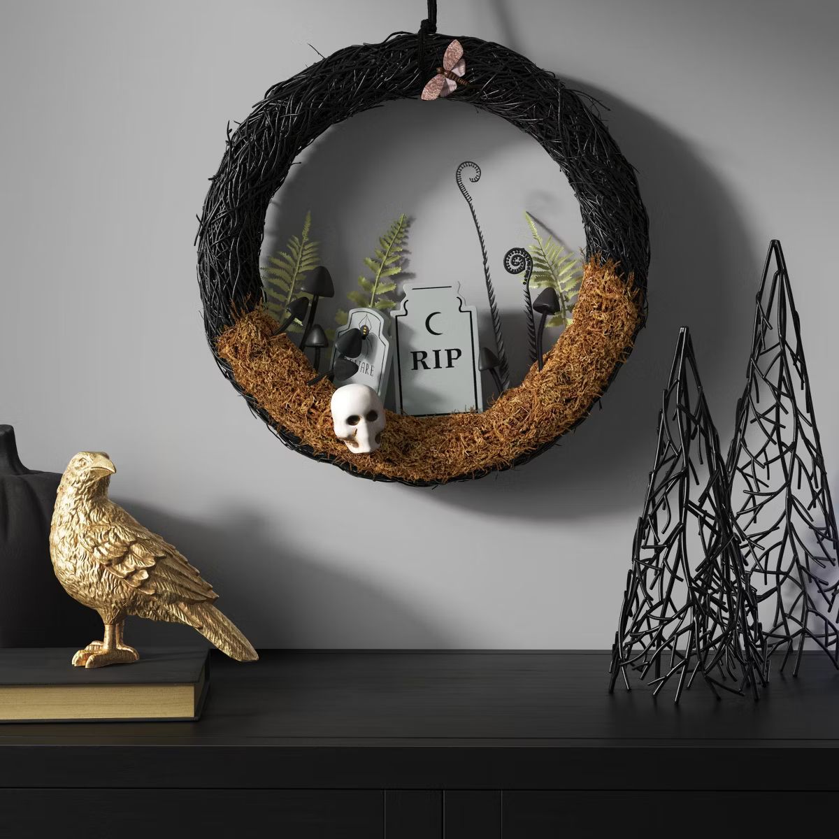 16" Twig Tombstone Halloween Scene Wreath - Hyde & EEK! Boutique™ | Target