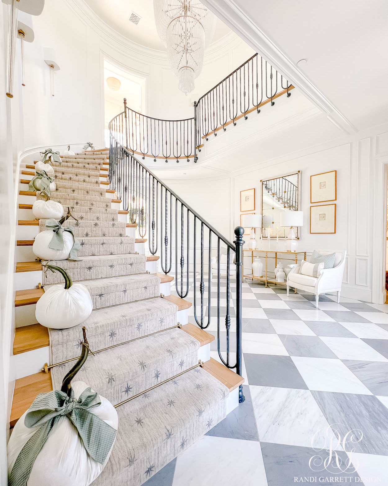 White velvet pumpkins  with bows make the perfect fall decor for your stairs

#LTKHome #LTKSeasonal