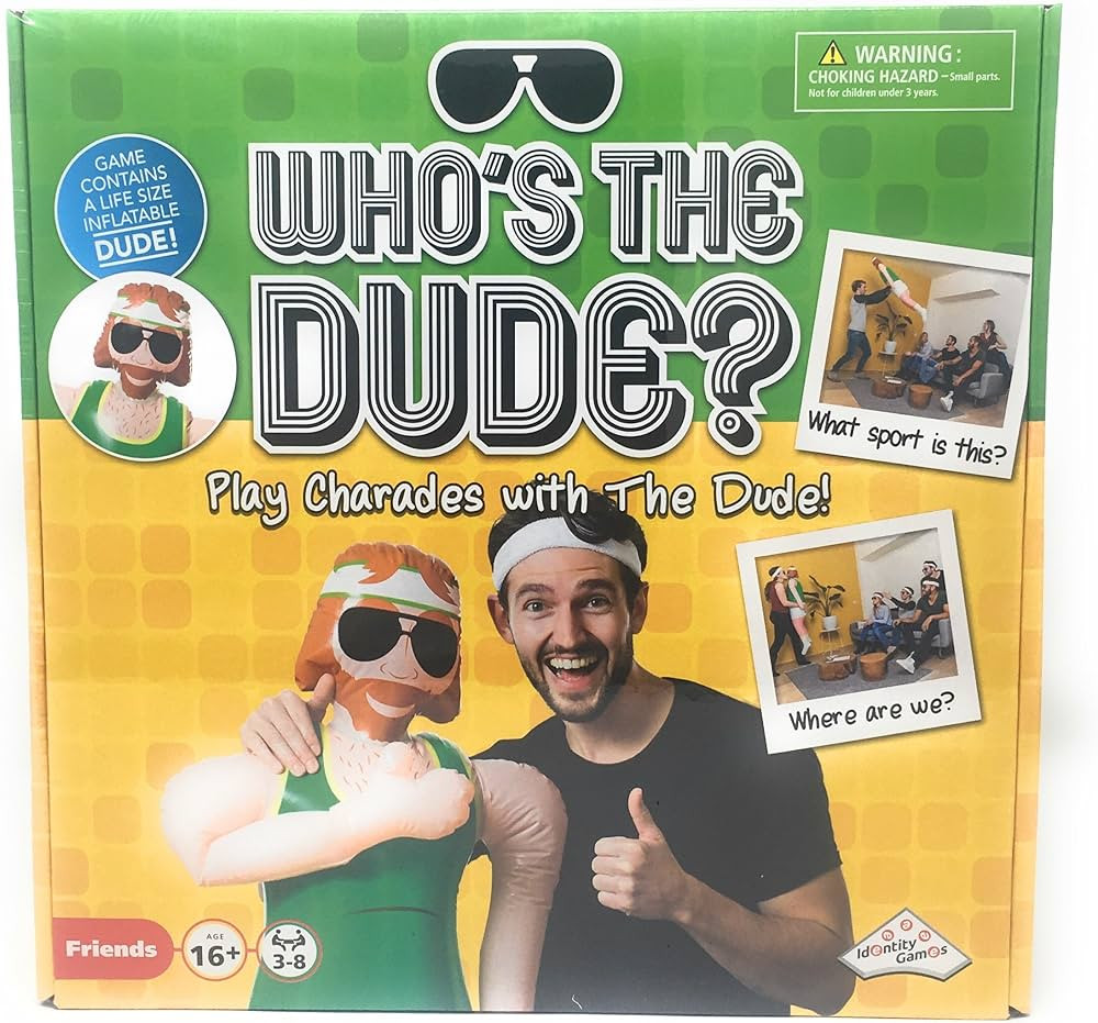 Identity Games Who's The Dude Charades Game - Use The Life Size Inflatable Dude to Act Out up to ... | Amazon (US)