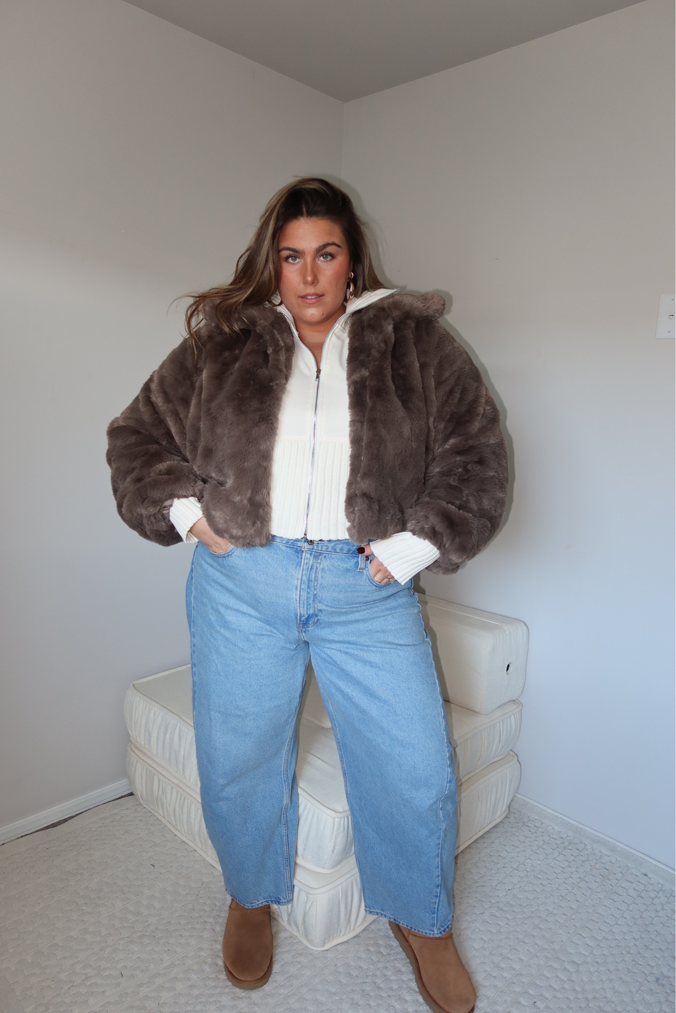 Fur coat: 3X
White top: 3X
Jeans: 34

I would recommend sizing up! I’m normally a 2X ! 

#LTKPlusSize #LTKStyleTip #LTKHoliday